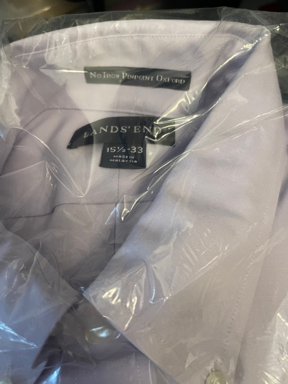 Lands' End Men's Light Lavender Pinpoint Oxford Dress Shirt purple sky